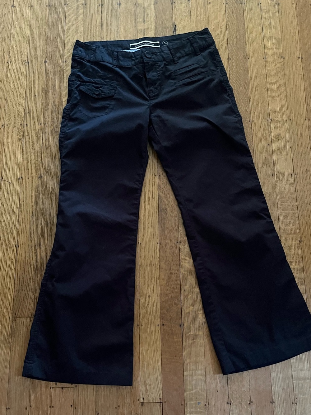 Anthropologie Black Bootcut Pants with Flap Pocket